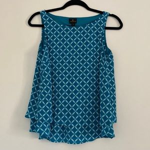 Worthington Blue and White Design Blouse